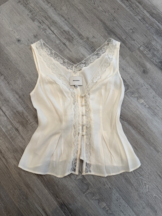 Reformation Tops - Reformation Ivory Lace-Trim V-Neck Cami